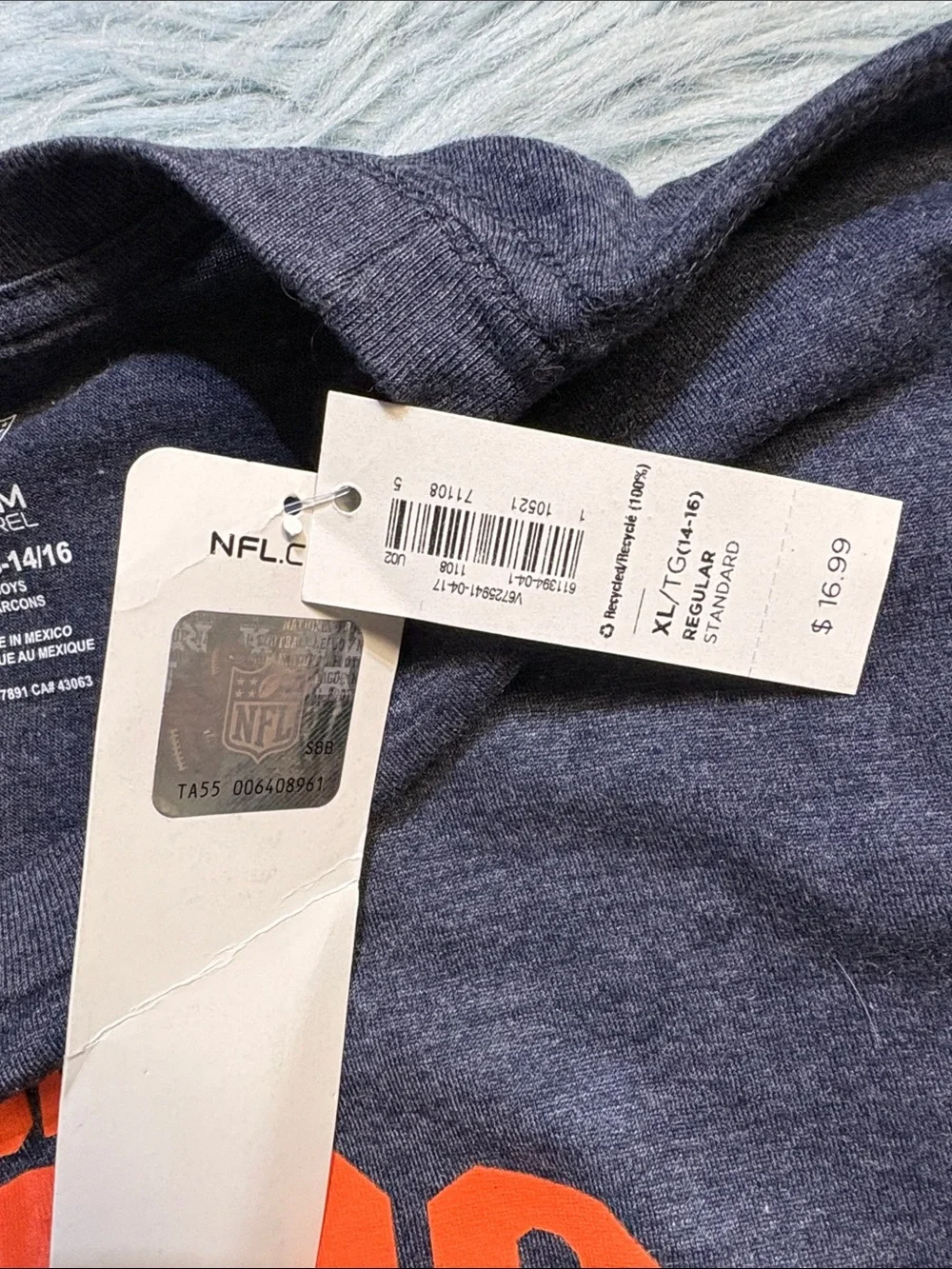 NWT Chicago Bears Kids Navy Blue Graphic Short Tee sz XL